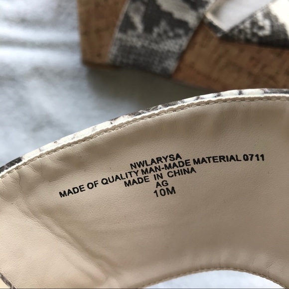 Nine West Larysa Wedge Size 10 Black and White Snake Print Platform Heels - Picture 5 of 7